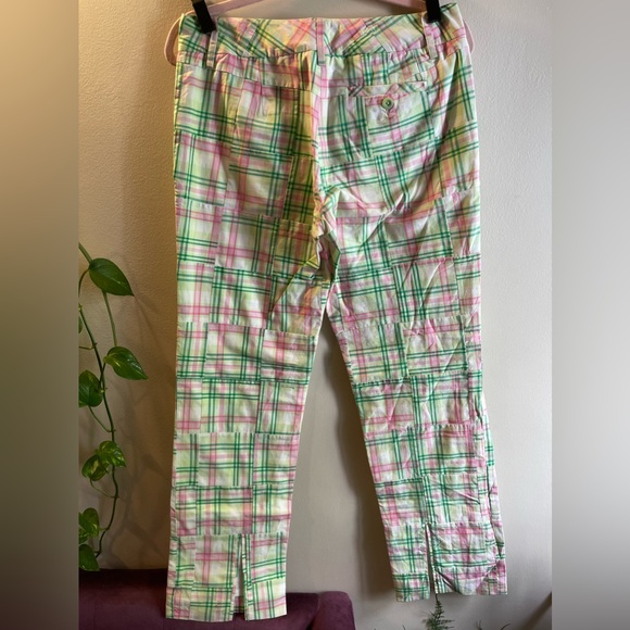 Lilly Pulitzer Vintage White Label Plaid Patchwork Pants - Picture 3 of 3